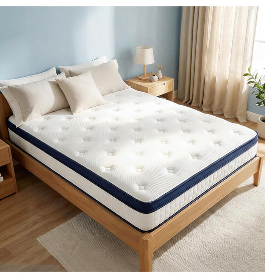 Double Mattresses - 4FT6, 10 Inch Memory Foam with Pocket Spring Hybrid