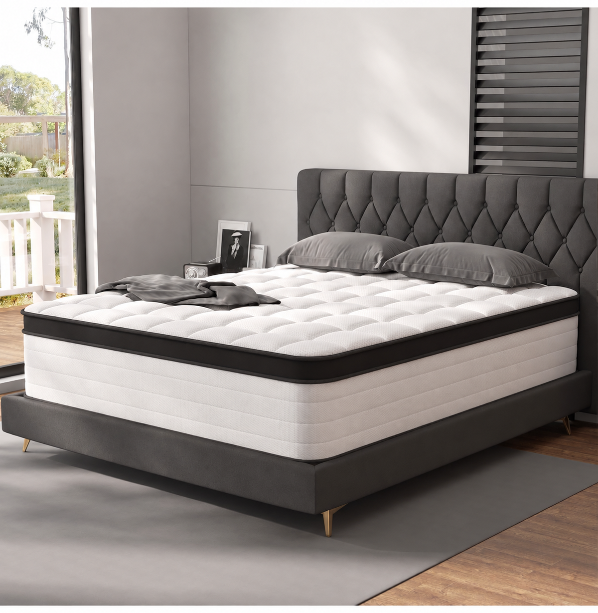 4FT6 Double Mattress, 25cm Pocket Sprung & Memory Foam Hybrid Bed
Medium Firm Hybrid Mattress with 2.0mm Pocket Springs & Cooling Knitted, Orthopaedic Support & Motion Isolation 135*190*25CM