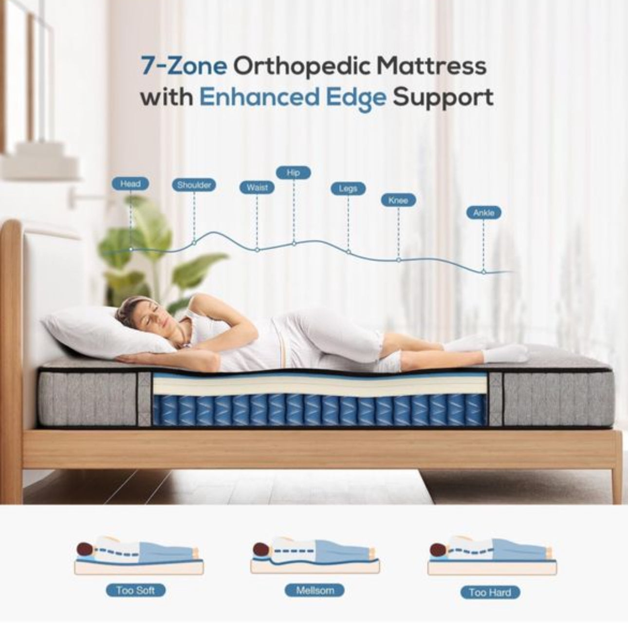 King Mattress 5FT, Gel Memory Foam 7 Zone Pocket