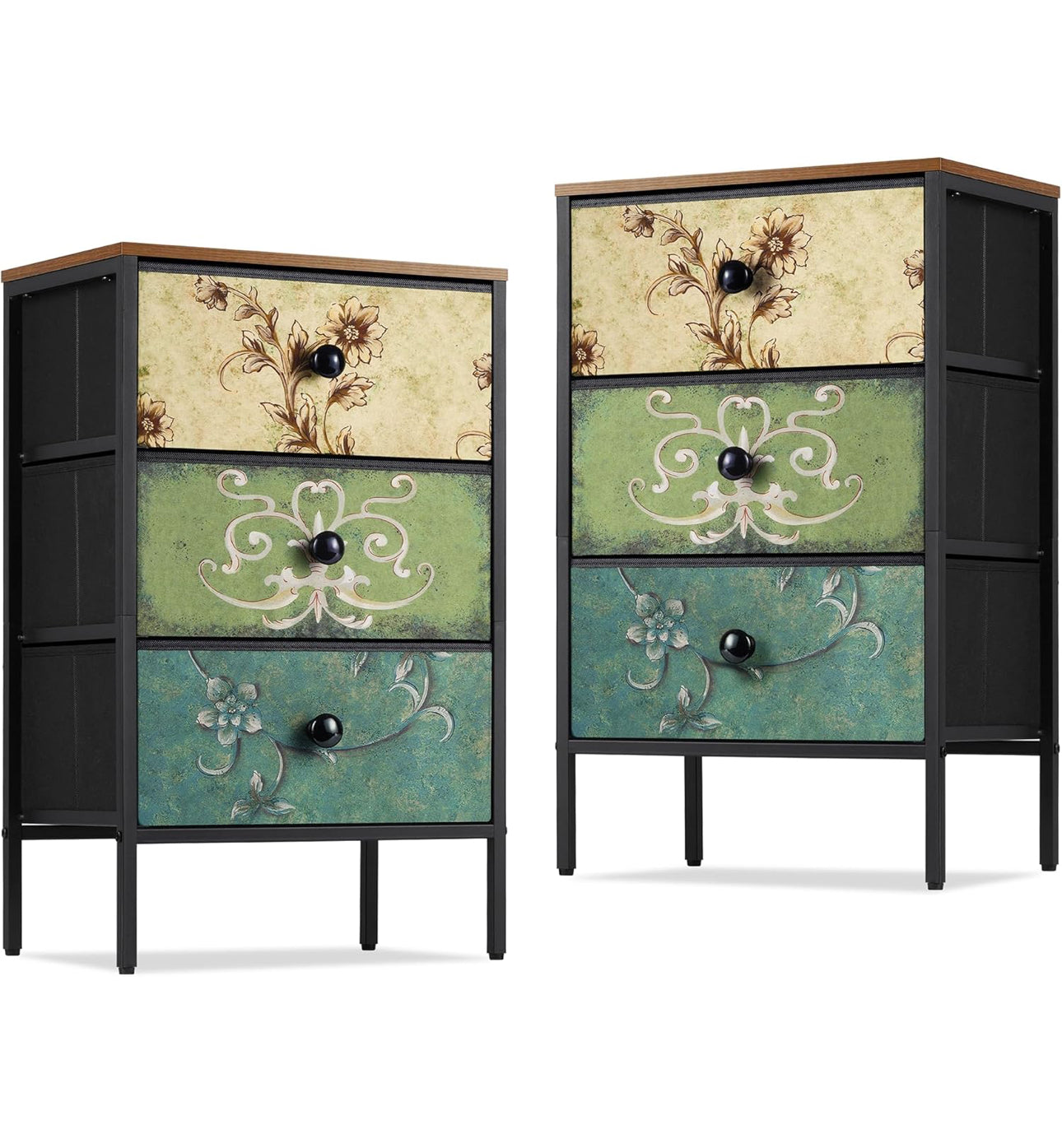 Bedside Tables Set of 2,Nightstand with 3 Drawers
