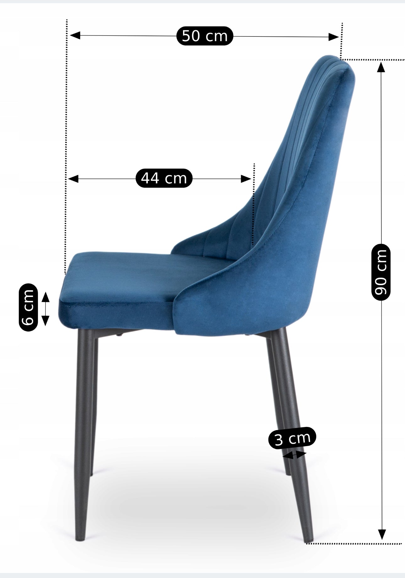 Set of 4 Upholstered Chairs Velour  Blue
