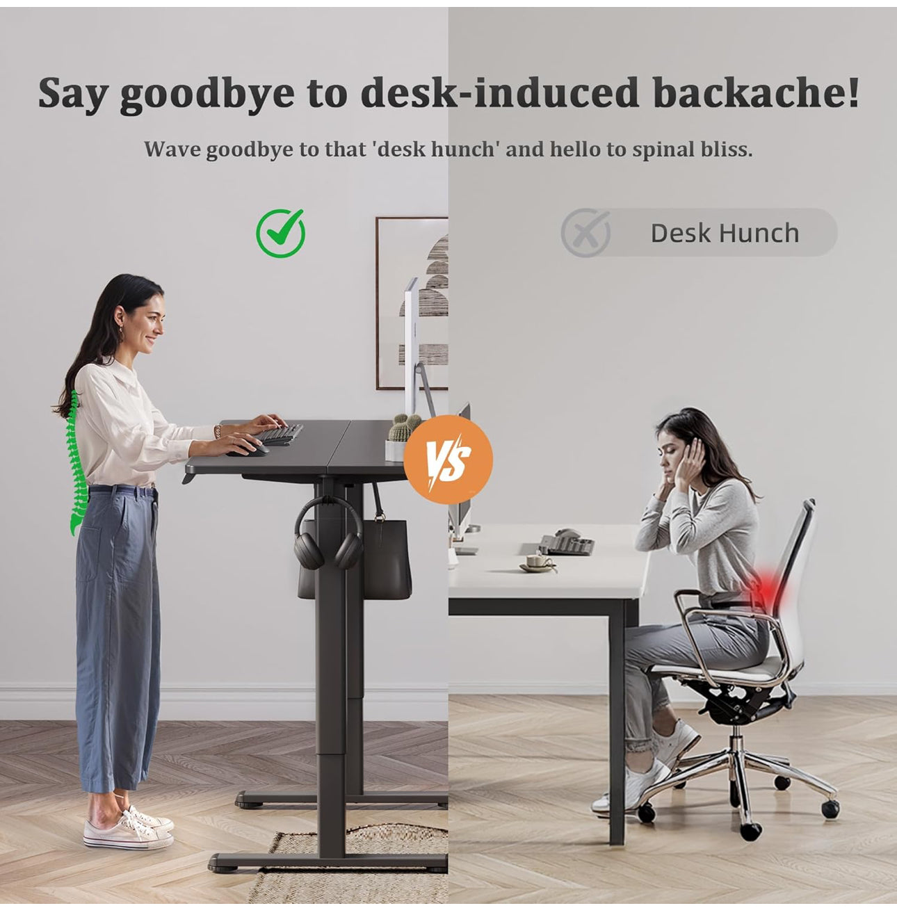 Electric Standing Desk, Adjustable Height Stand up Desk, 100x60