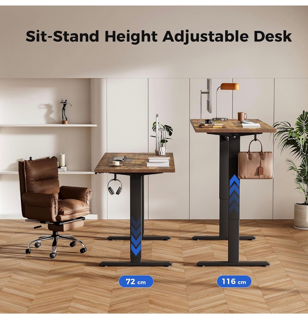 Electric Standing Desk, 120 x 60 cm Height Adjustable Sit Stand Desks