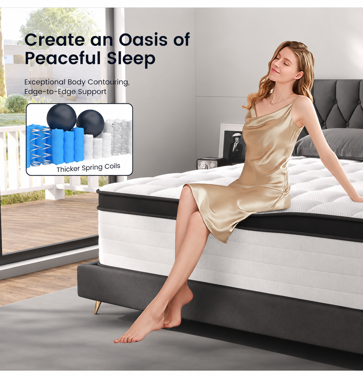 4FT6 Double Mattress, 25cm Pocket Sprung & Memory Foam Hybrid Bed
Medium Firm Hybrid Mattress with 2.0mm Pocket Springs & Cooling Knitted, Orthopaedic Support & Motion Isolation 135*190*25CM