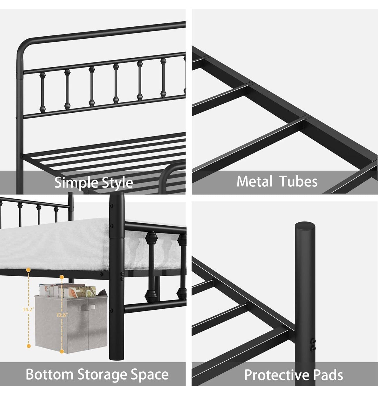 5ft Metal Bed Frame with Victorian Vintage Style