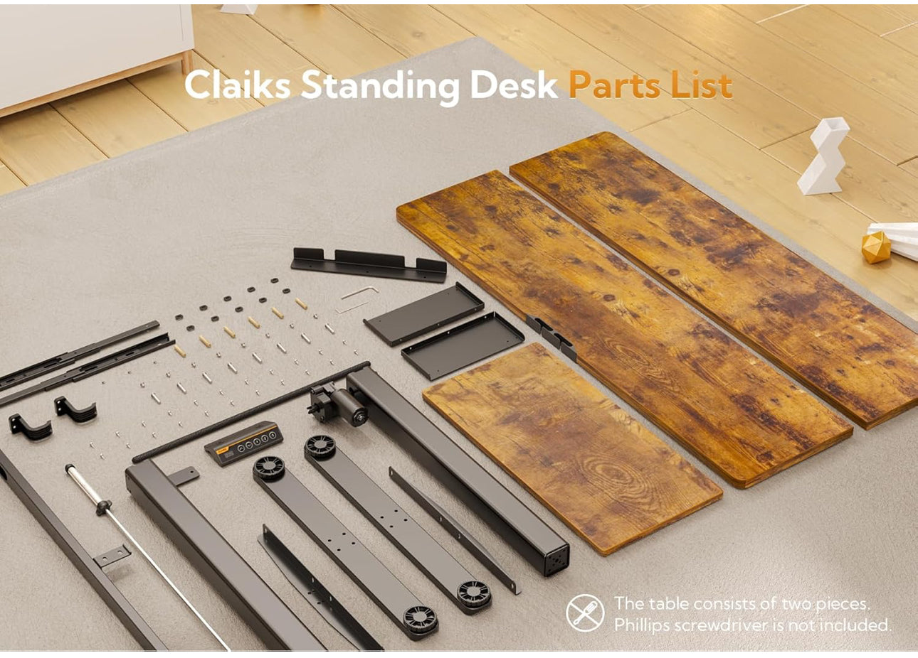 Electric Standing Desk with Keyboard Tray 140x60cm