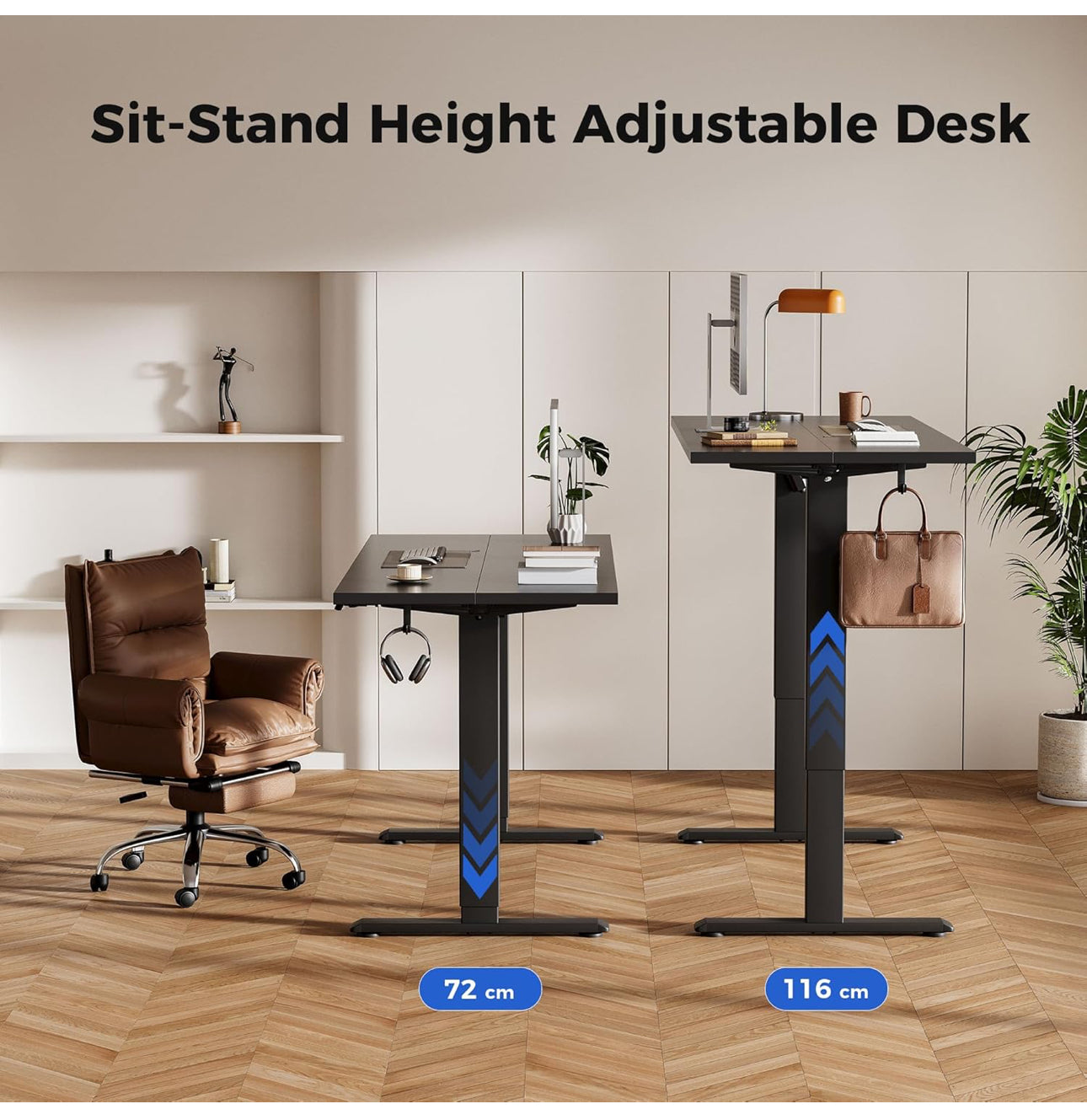 Electric Standing Desk, 100 x 60 cm Height Adjustable Sit Stand Desk with Splice Board