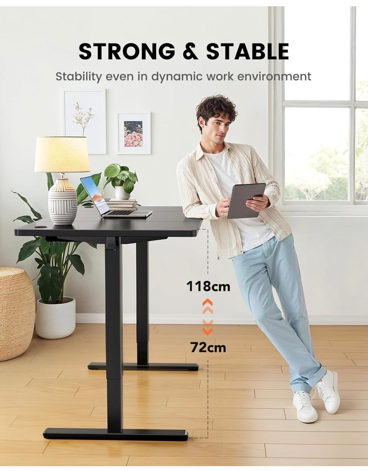 Electric Standing Desk with Advanced Brushless Motor, 160 x 80 cm
