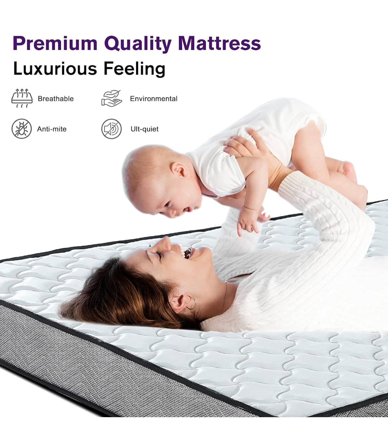 4FT6 Memory Foam Spring Hybrid Mattress Breathable