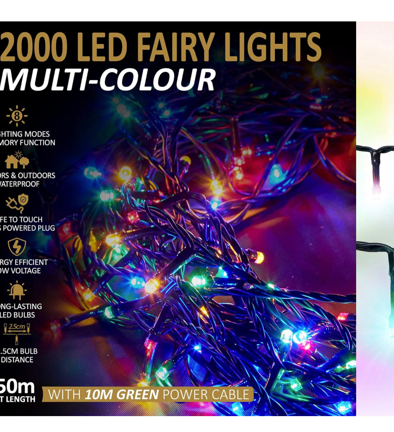 Christmas Tree Lights 2000 LED 50m Multi-Colour