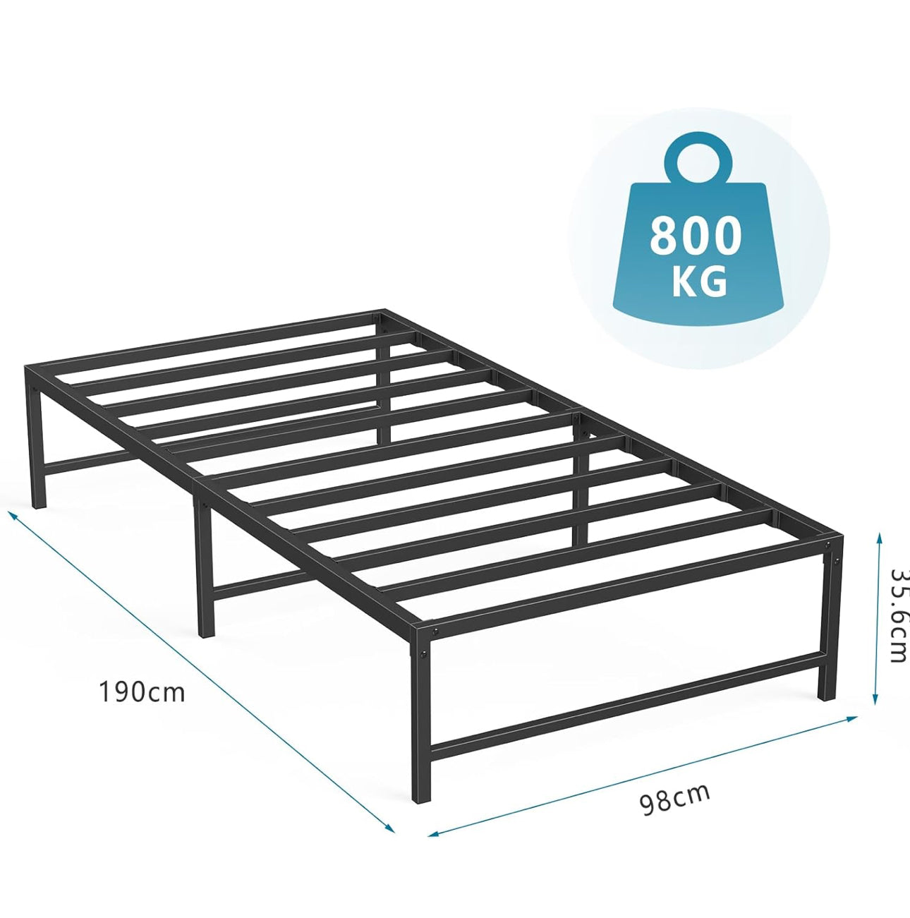 3ft Single Bed Heavy Duty Steel Slats Single Metal