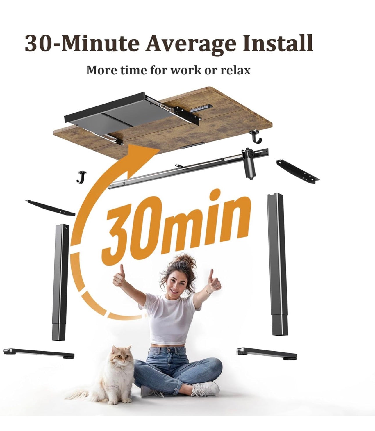 Standing Desk with Drawer Keyboard Tray, 120x60cm