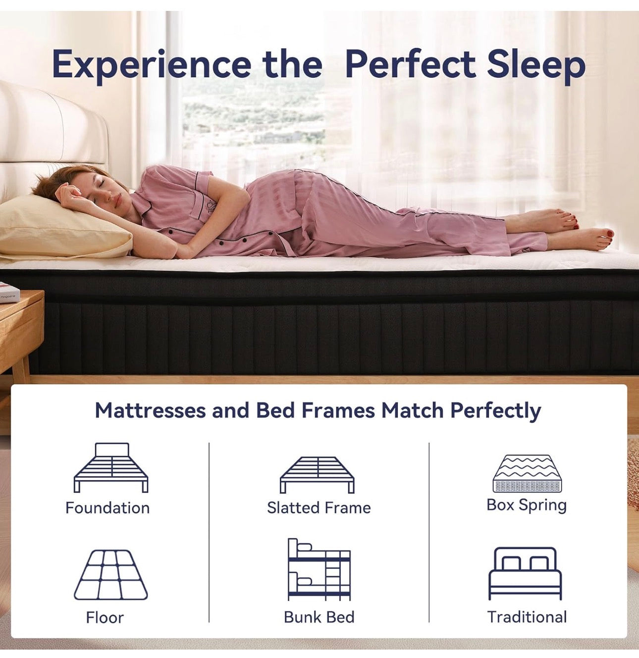 King Mattress in a Box - 12 Inch Hybrid King Size Mattresses of Medium-Firm Support with 9-Zone Pocket Springs for Superior Motion Isolation, Breathable Comfort and Durable (150x200x30cm)