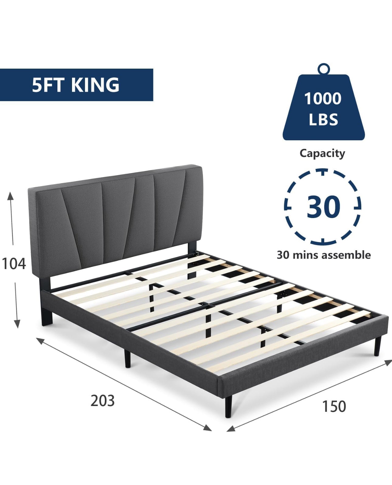 King Size Bed Frame Upholstered