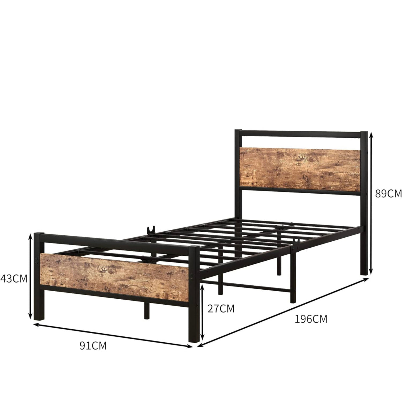3ft Single Size Metal Platform Bed Frame