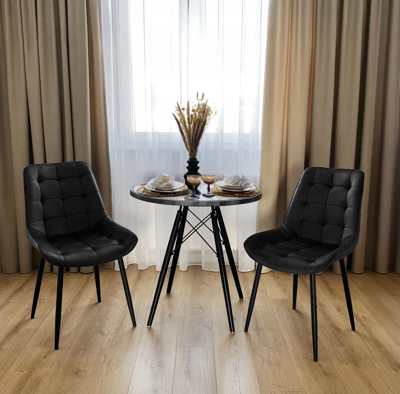 UPHOLSTERED CHAIR BLACK LOFT FOR OFFICE DINING ROOM
