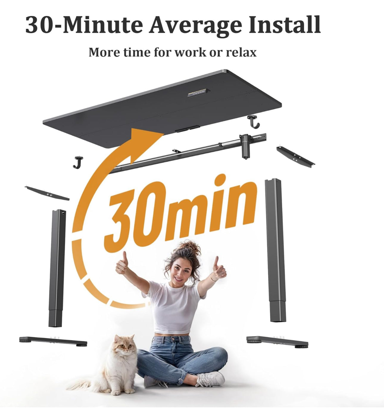 Electric Standing Desk, Adjustable Height Stand up Desk, 100x60