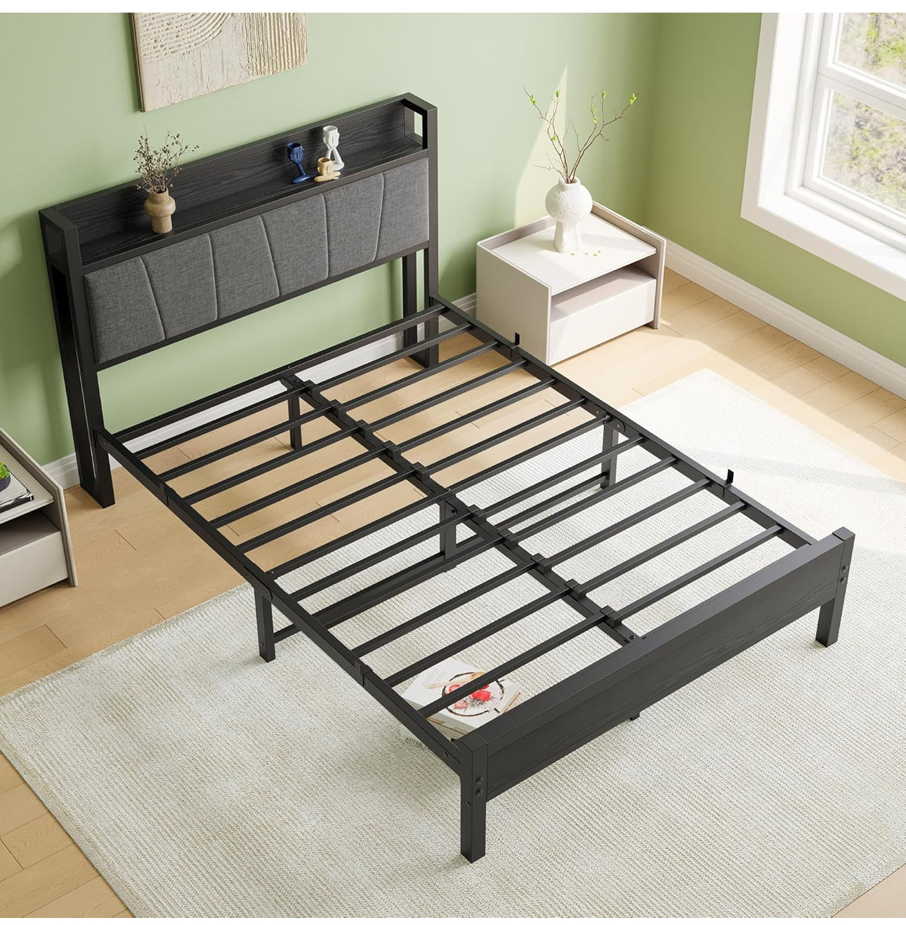 Double Bed Frames with Wooden Storage