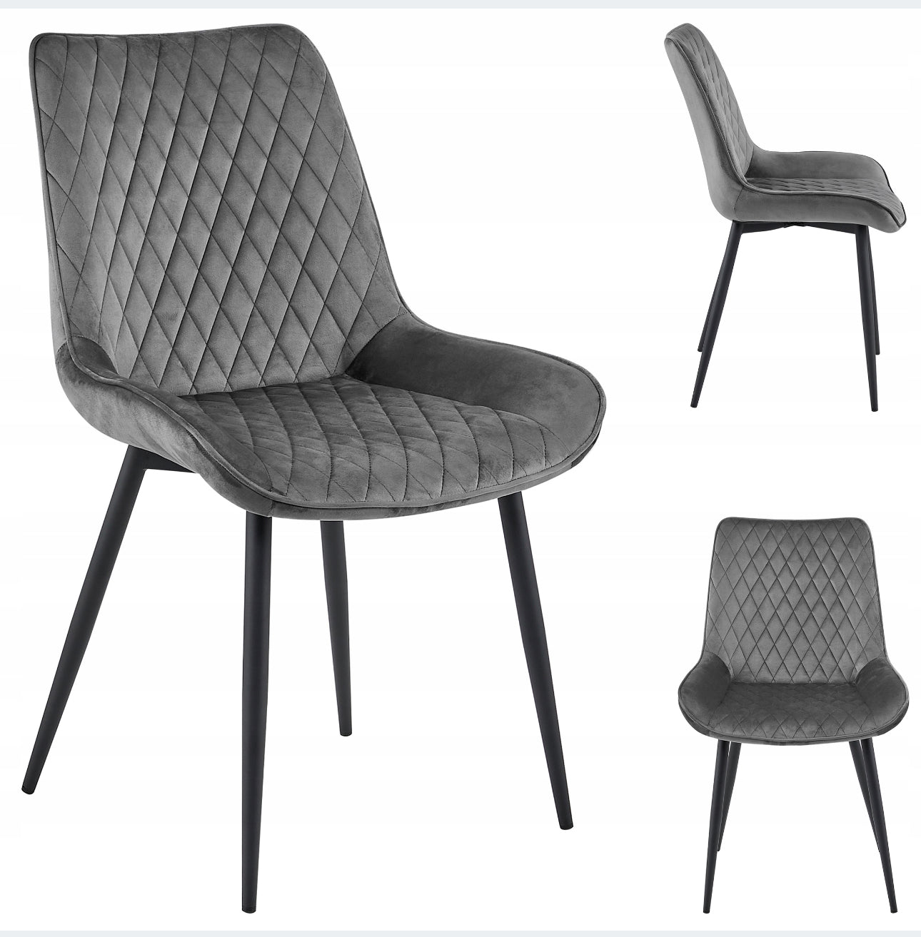 4 x chair dark grey velvet  legs black Vero A