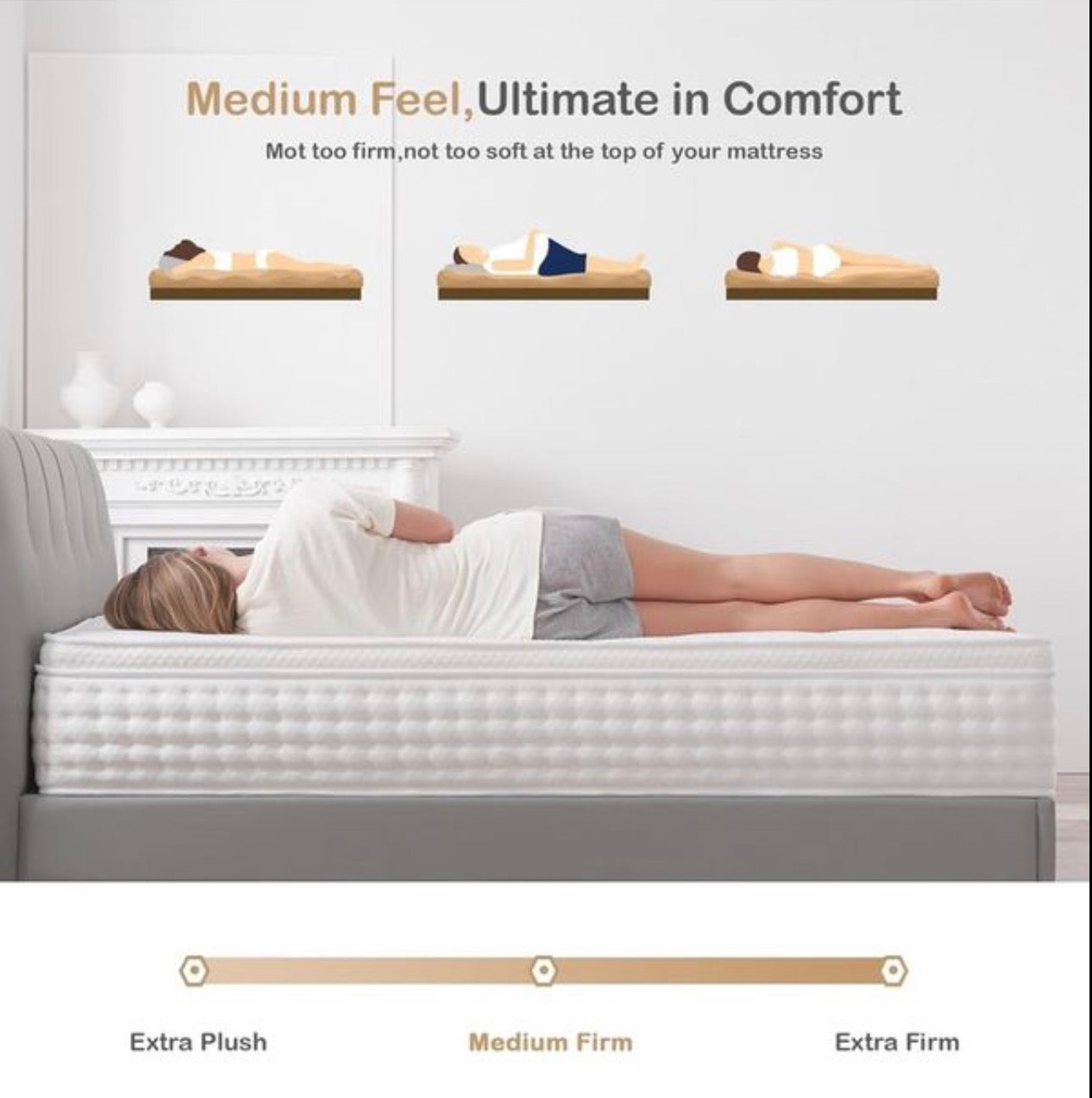 Double Mattress,10.2 INCH Hybrid Memory Foam and Individually Pocket Spring