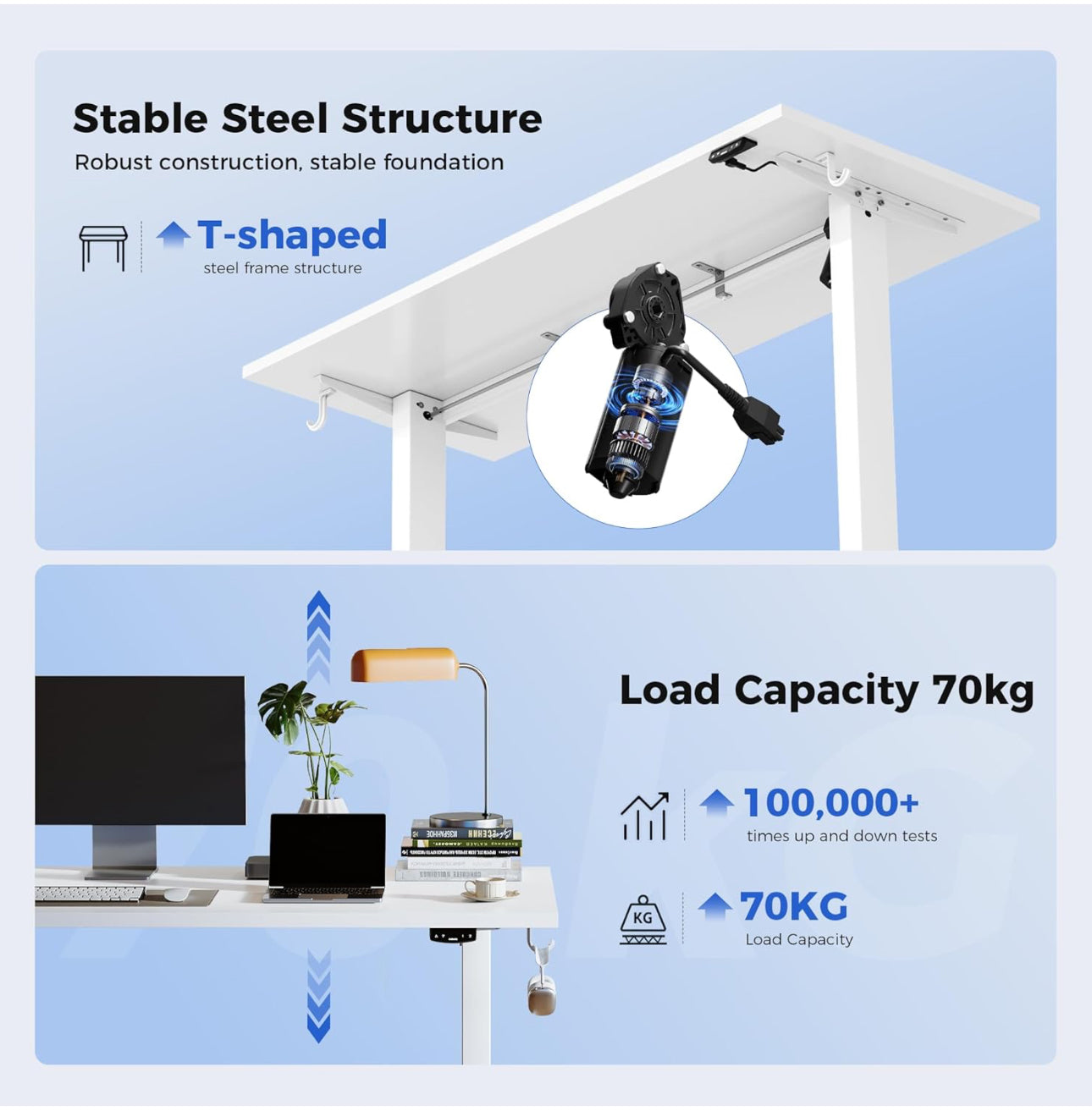 Electric Standing Desk, 120 x 60 cm Height Adjustable