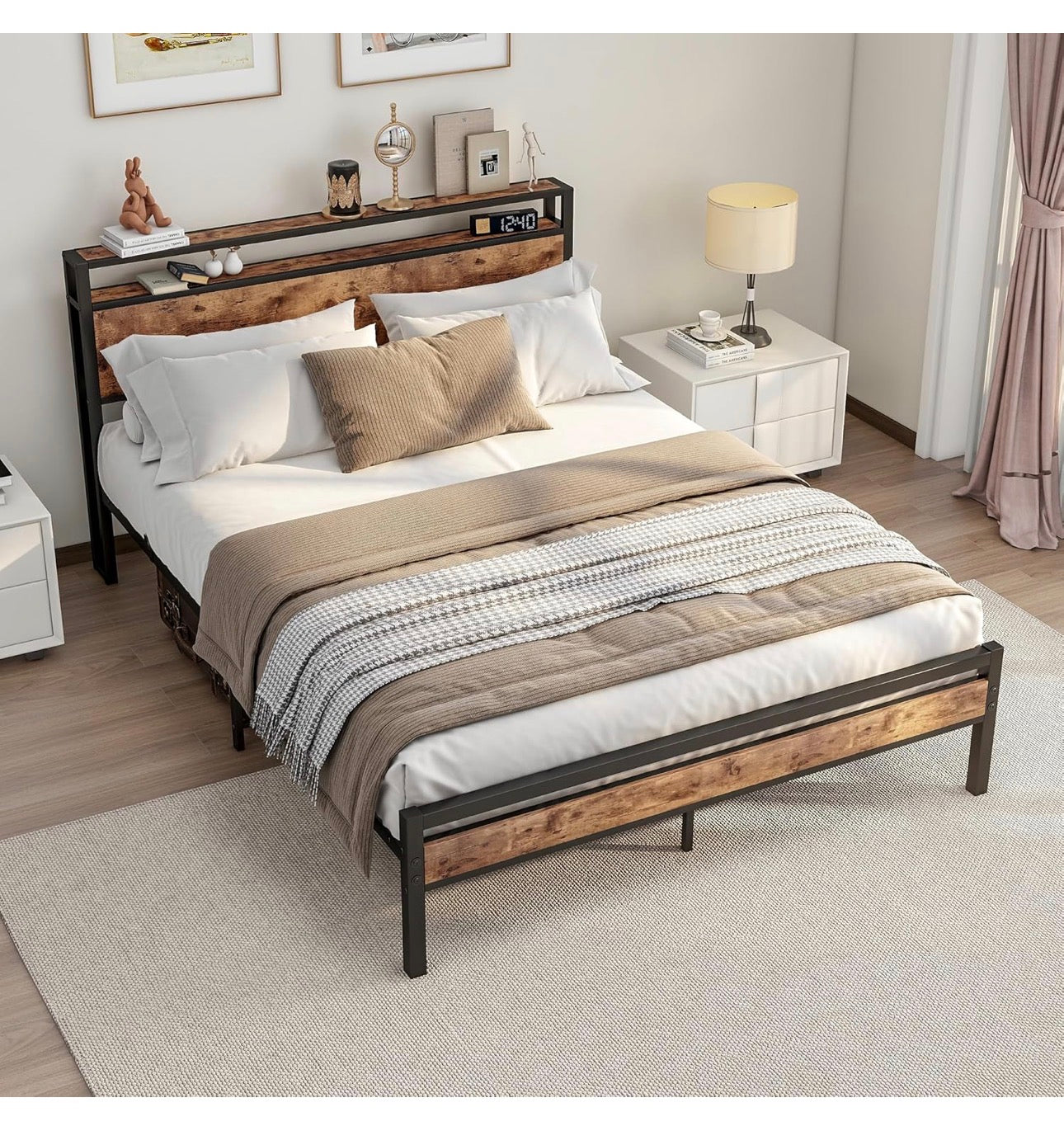 King Size Bed Frame with Storage Wooden