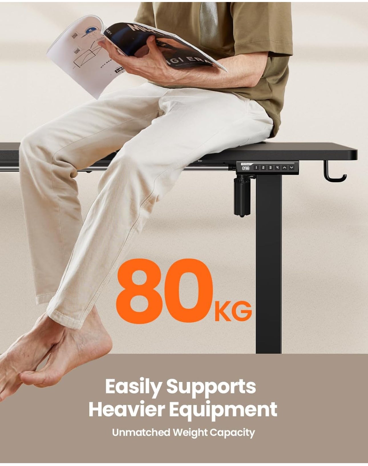 Electric Standing Desk Height Adjustable 160 x 80cm, Sit Stand Desk with 4 Memory Smart Pannel, Home Office Desk with Splice Board