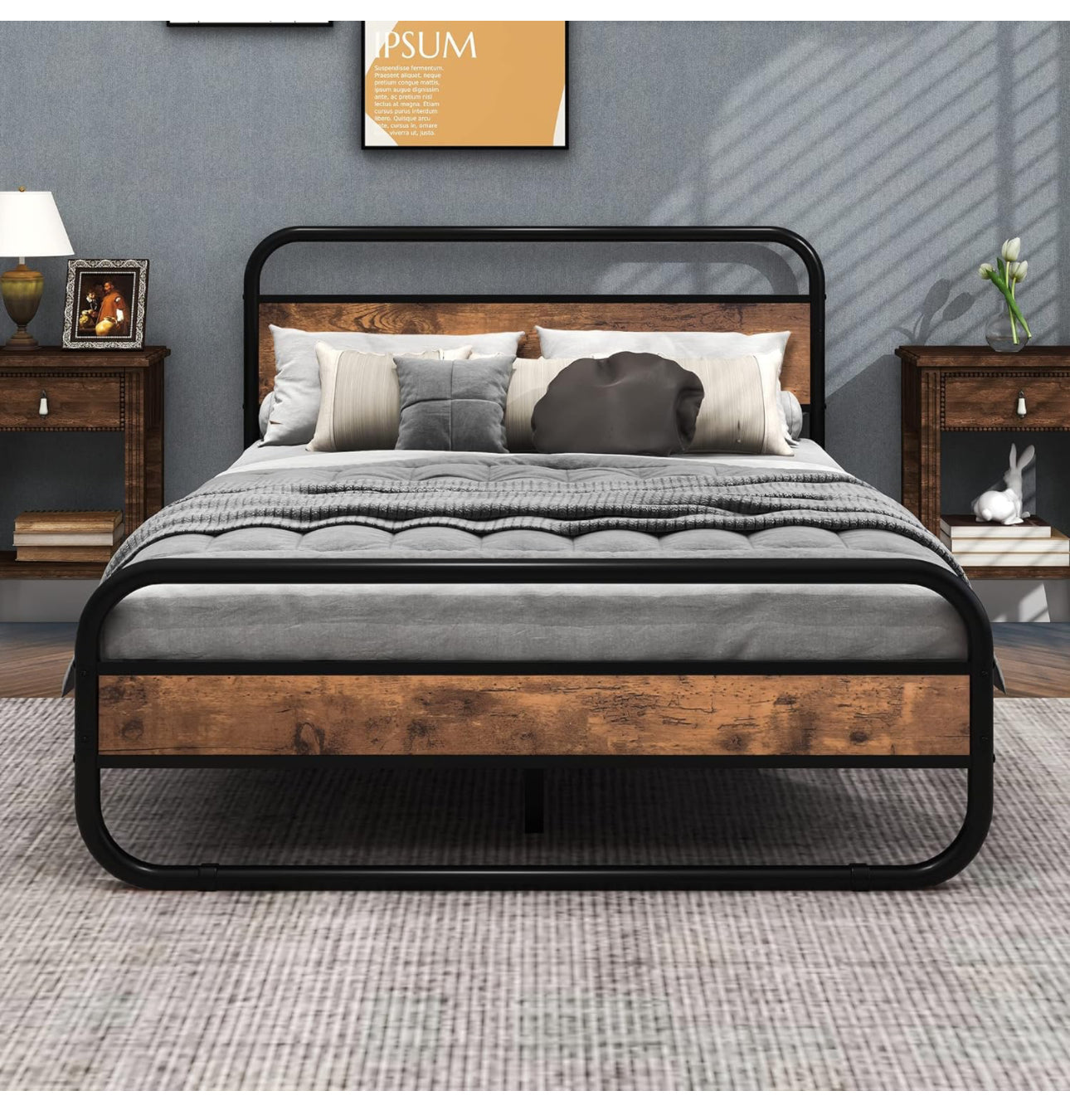 Double Bed Metal Platform Bed Frame