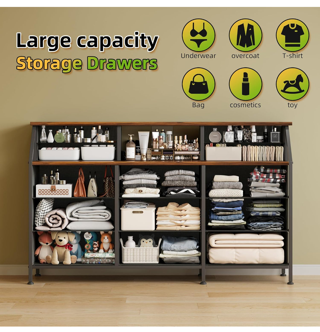 Dresser for Bedroom with 13 Drawers, 55” Wide Chest of Drawers