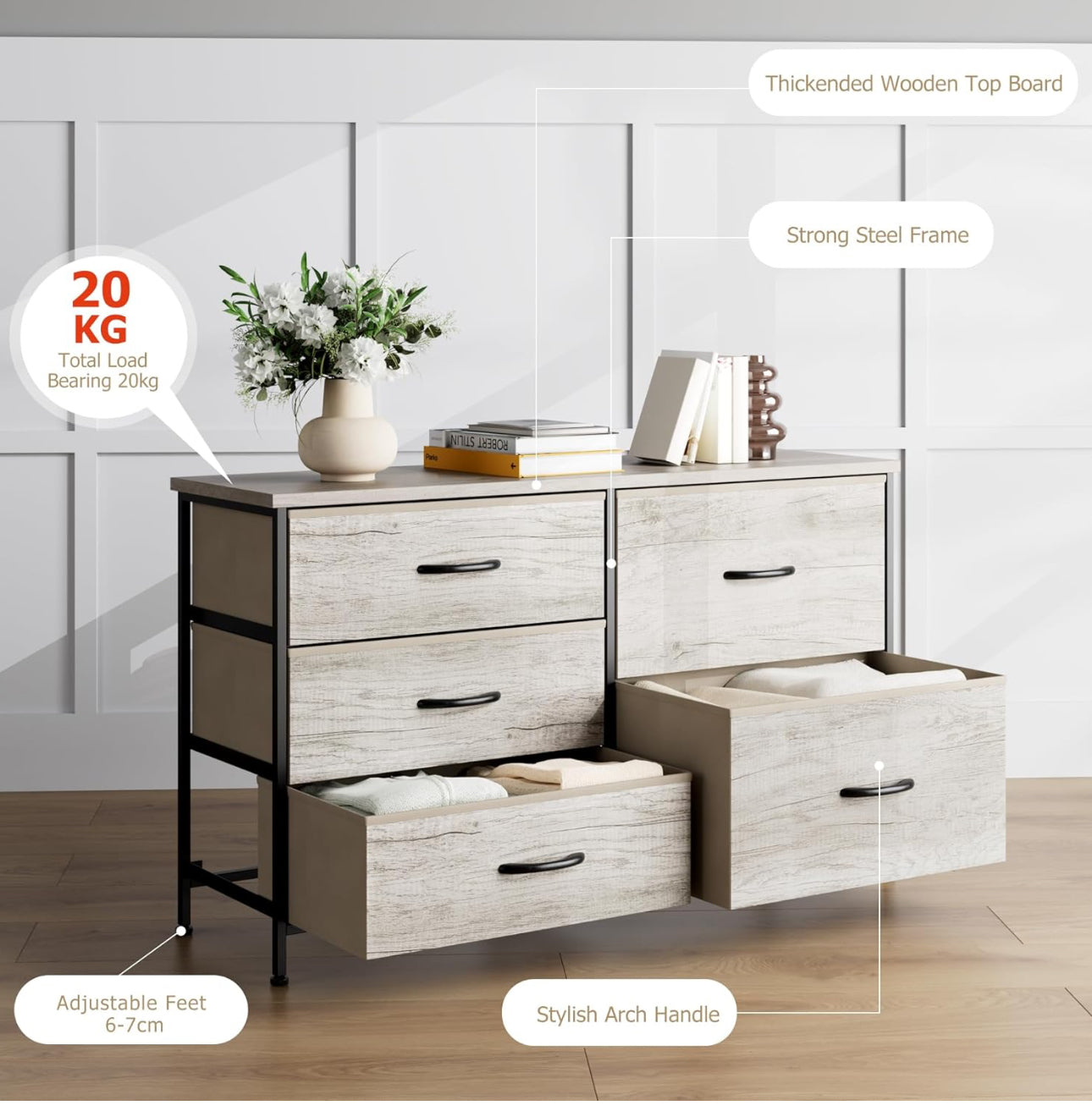 Dresser for Bedroom with 5 Drawers