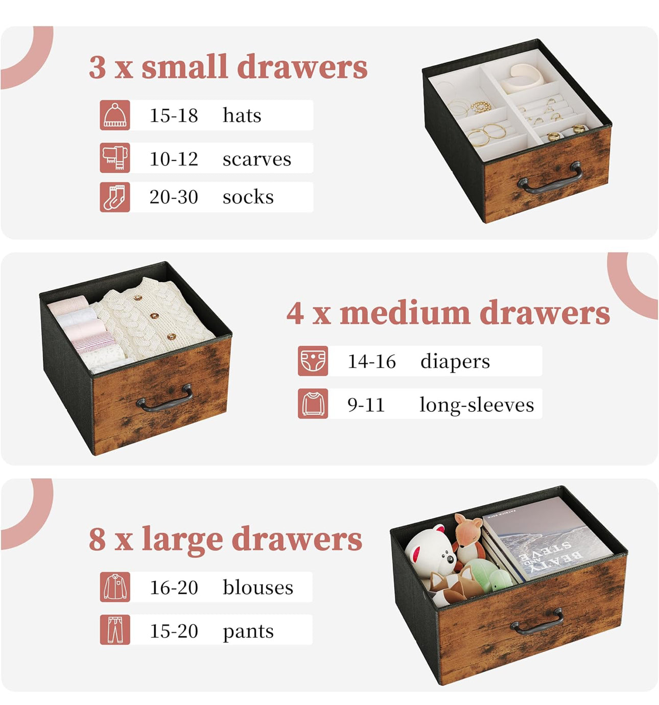 Chest of Drawers,Dresser for Bedroom with 15 Drawers