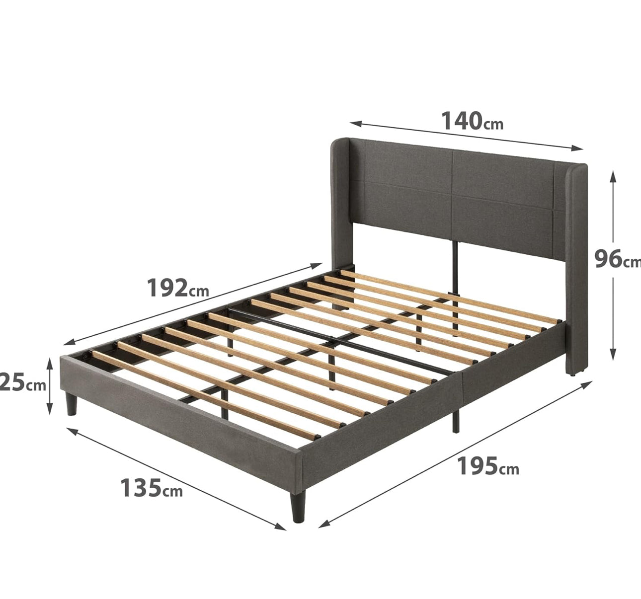 Double Bed frame  Bed 135x190 cm  25 cm Height