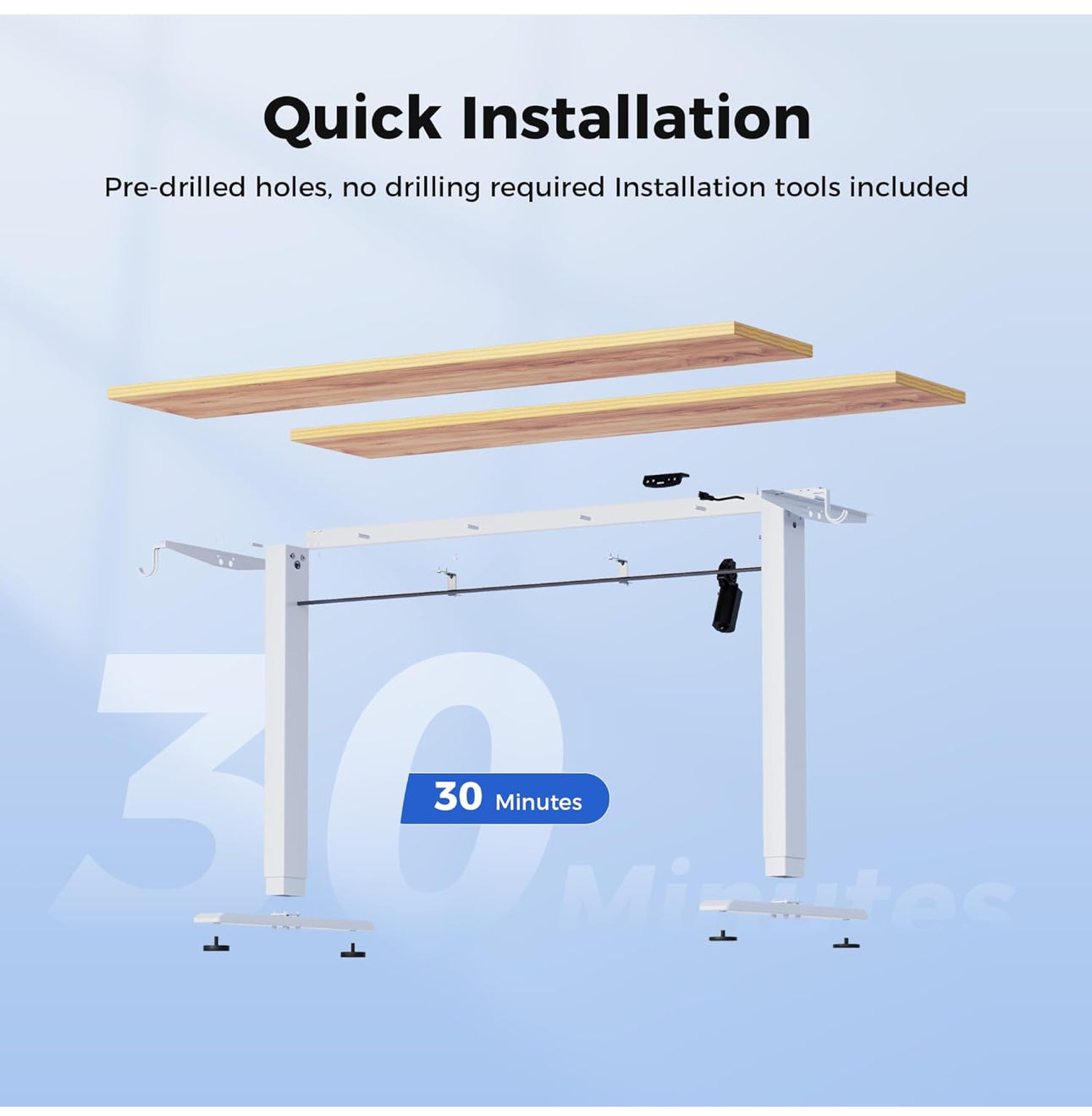 Electric Standing Desk, 100 x 60 cm Height Adjustable Sit Stand Desk