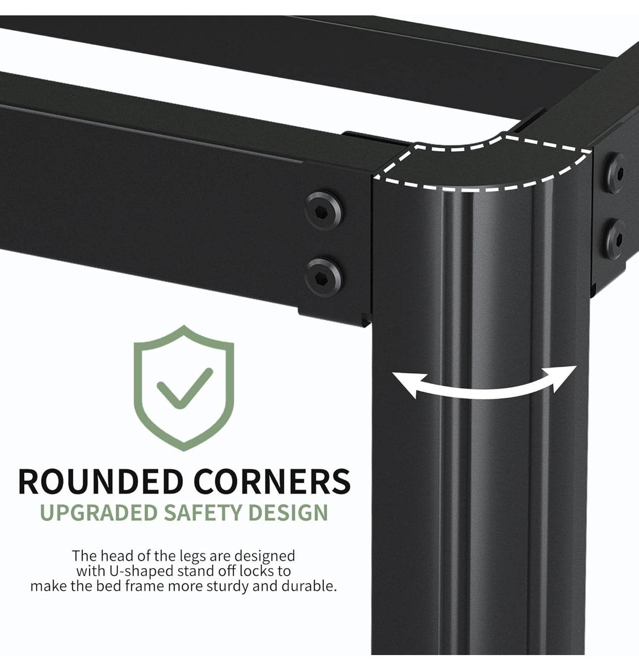 41 cm King Size Bed Frame with Rounded Corner Legs, 5ft Metal Platform Bed Frames King Size with Storage