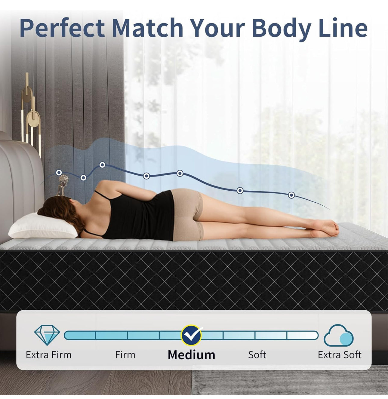 Single Mattress, 10 Inch Hybrid Mattress with Breathable Foam and Individually Pocket Spring