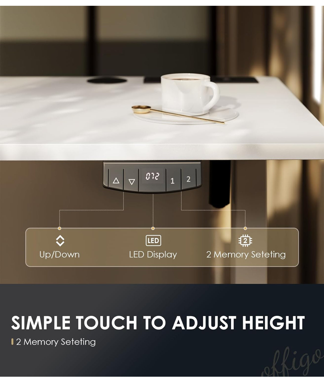 Height Adjustable Standing Desk 160x70cm