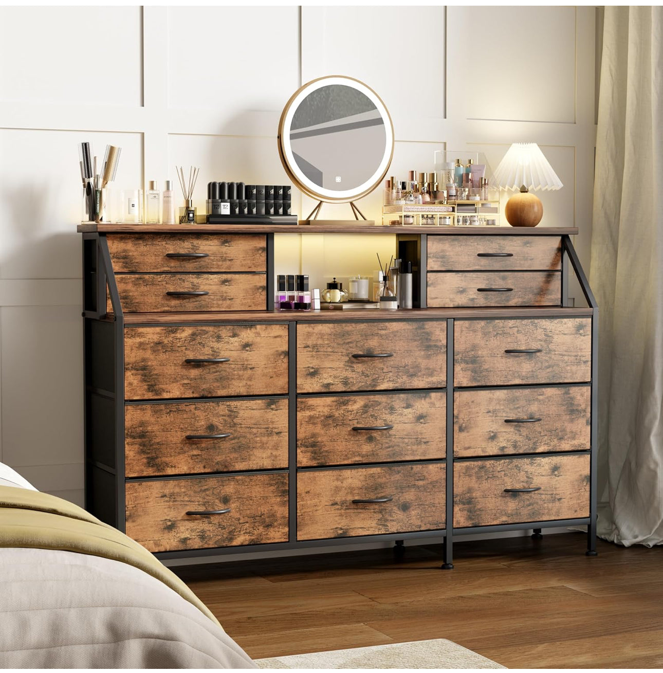 Dresser for Bedroom with 13 Drawers, 55” Wide Chest of Drawers