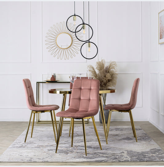 Set  of 4 velvet chairs gold legs