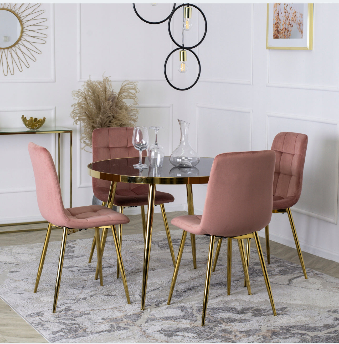 Set  of 4 velvet chairs gold legs