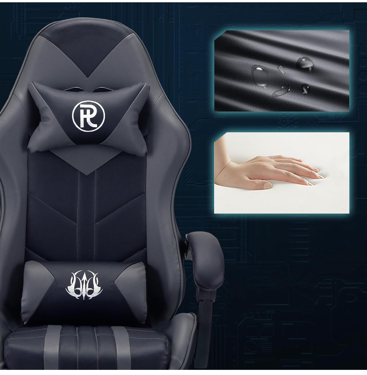 Office chairs reclining seat with footrest adjustable headrest and lumbar cushion high back support padded armrests