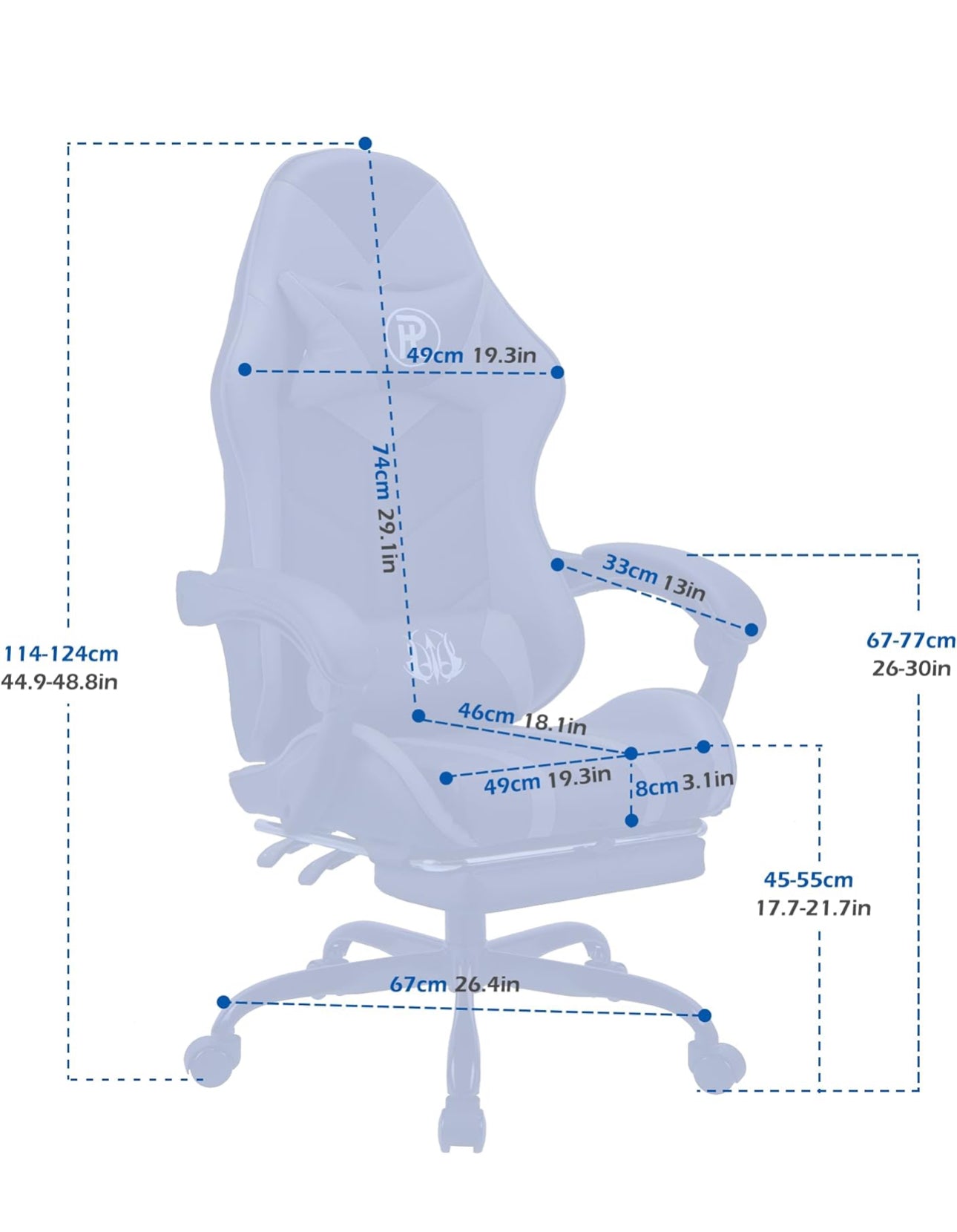 Office chairs reclining seat with footrest adjustable headrest and lumbar cushion high back support padded armrests