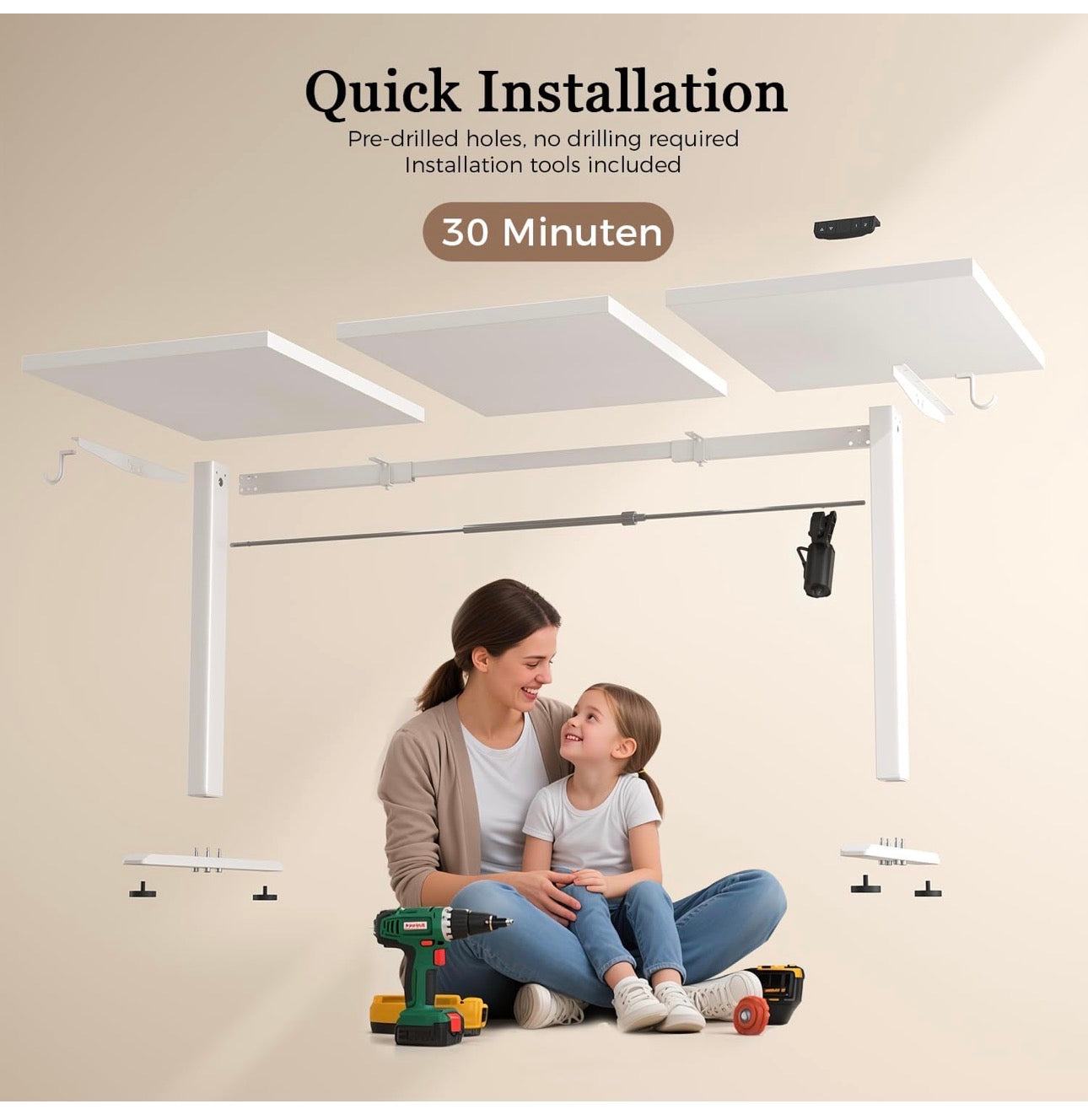 Electric Standing Desk, 2 Memory Buttons for stand & sit, 120x60