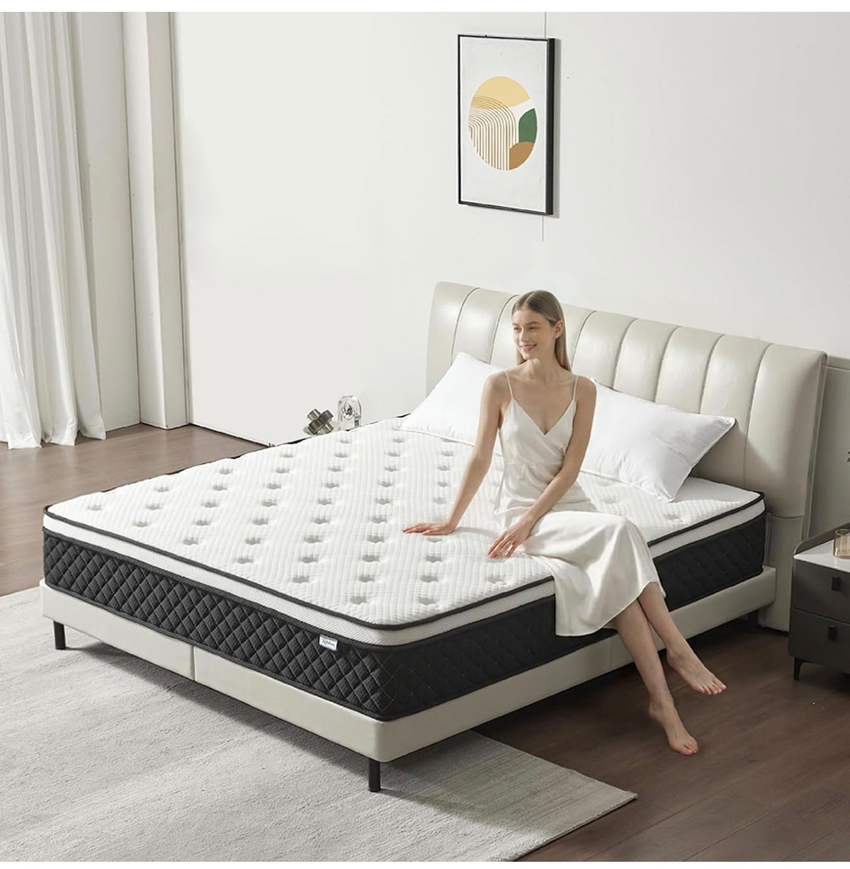 Double Mattress 25cm with Memory Foam & Pocketing Spring |In a Box,Medium Firm, Motion Isolation,Edge Support,Breathable Cover,White (135 * 190 * 25cm)