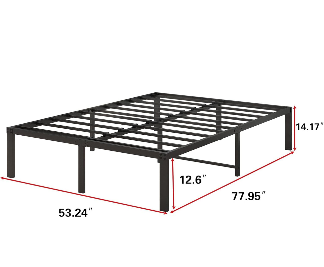 4ft6 Double Bed Frames, 36cm High Metal Platform