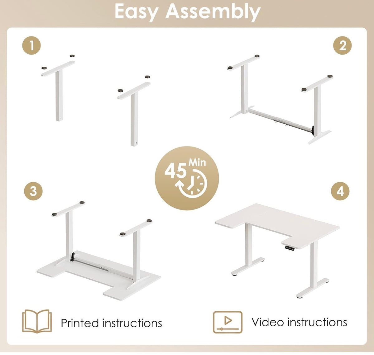 Height Adjustable Desk, U Shaped Standing Desk with 3 Memory Presets
120×70cm Electric Sit Stand Desk, Ergonomic Wrap Around Computer Table, Ultra Quiet Motor for Home Office Living Room,