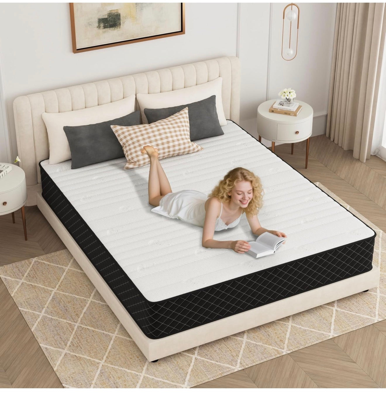 Orthopedic Mattress Double for Back & Lumbar Pain Relief, 10 Inch 7-zone Hybrid Double Mattress Firm with Pocket Sprung & Gel Memory Foam, Breathable, Motion Isolation with OEKO-TEX Certified