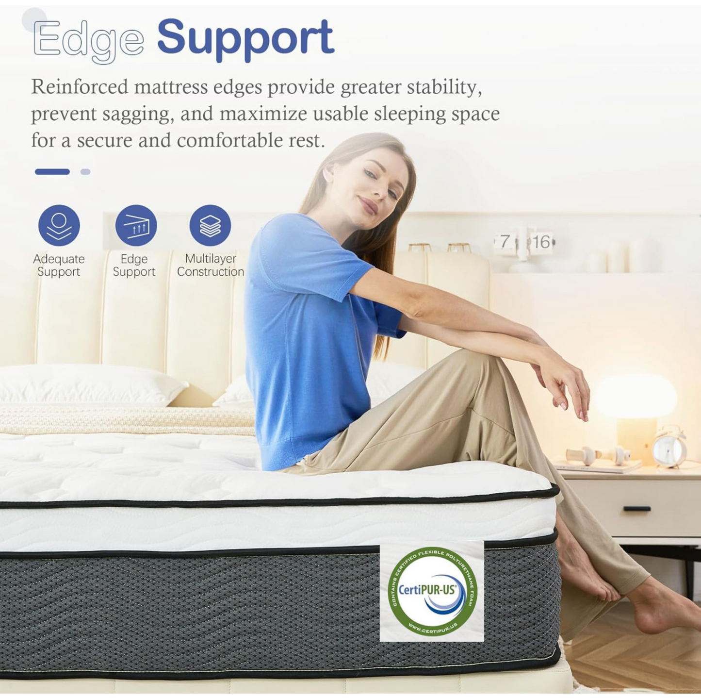 Super King Mattress,11 Inch Hybrid Mattress 6FT with Breathable Foam and Individually Pocket Spring