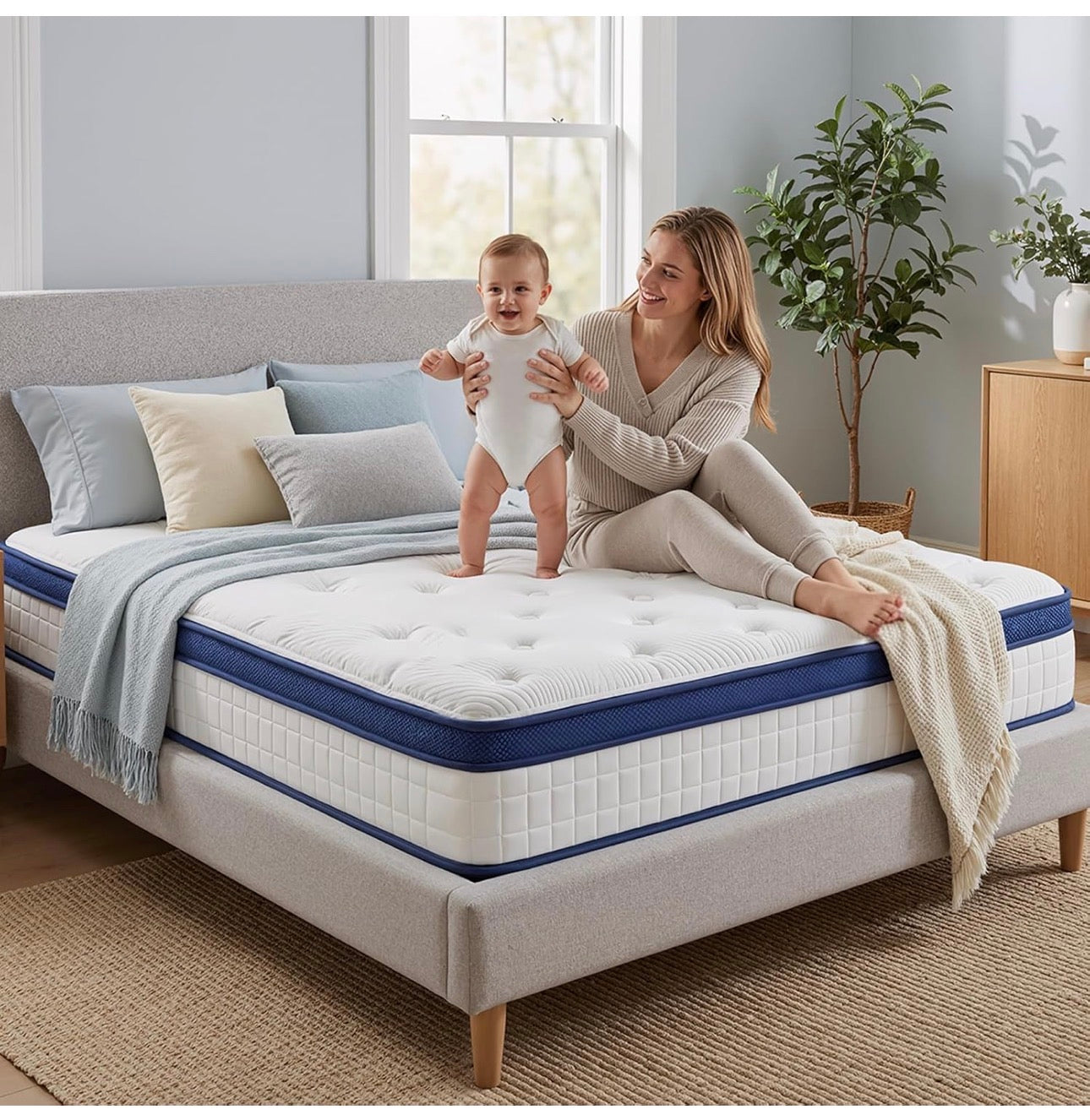 Double Mattresses - 4FT6, 10 Inch Memory Foam with Pocket Spring Hybrid