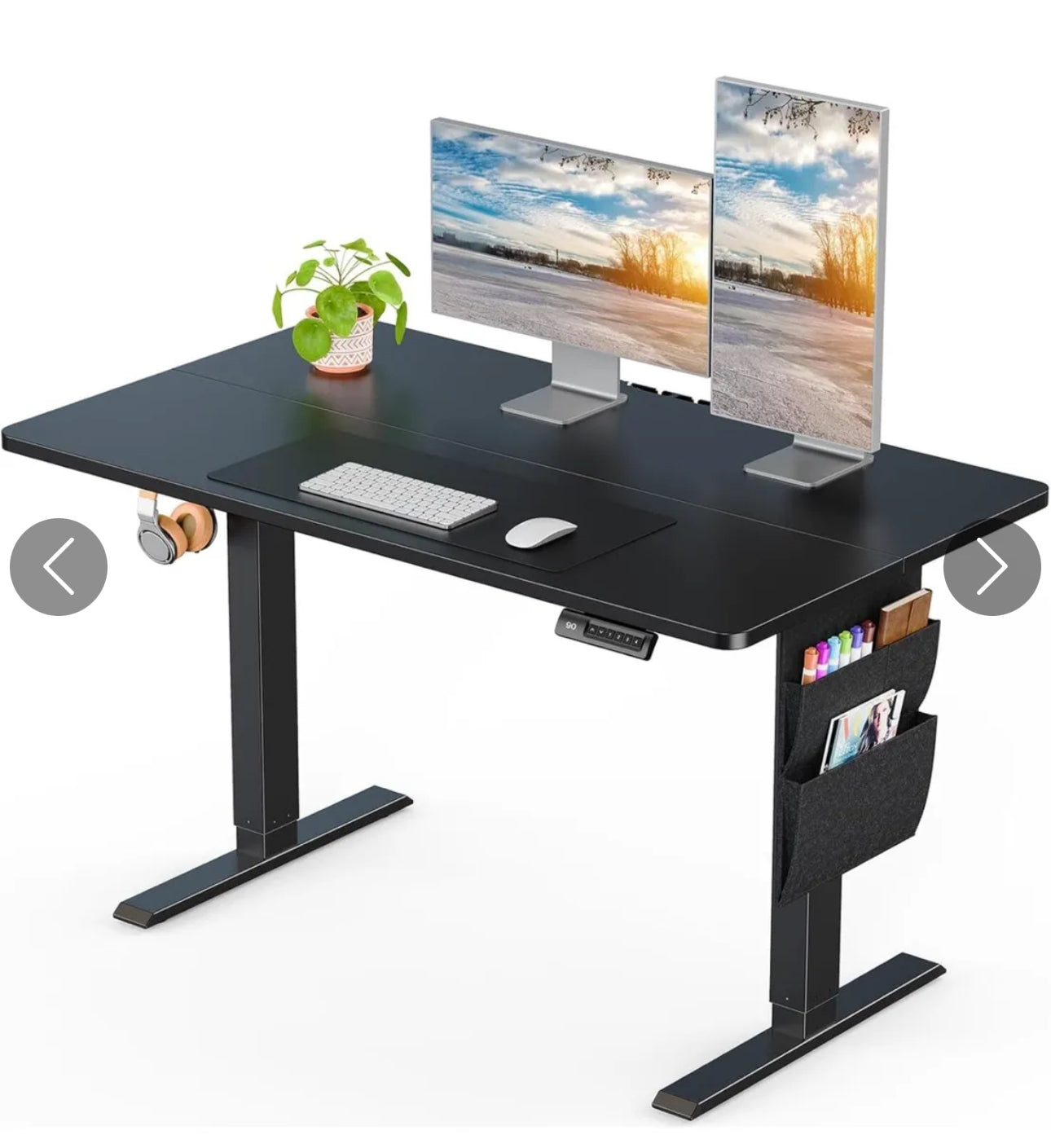 Standing Desk 120x60cm, Supports Up to 80KG Height Adjustable Electric Standing Desk with Storage Bag