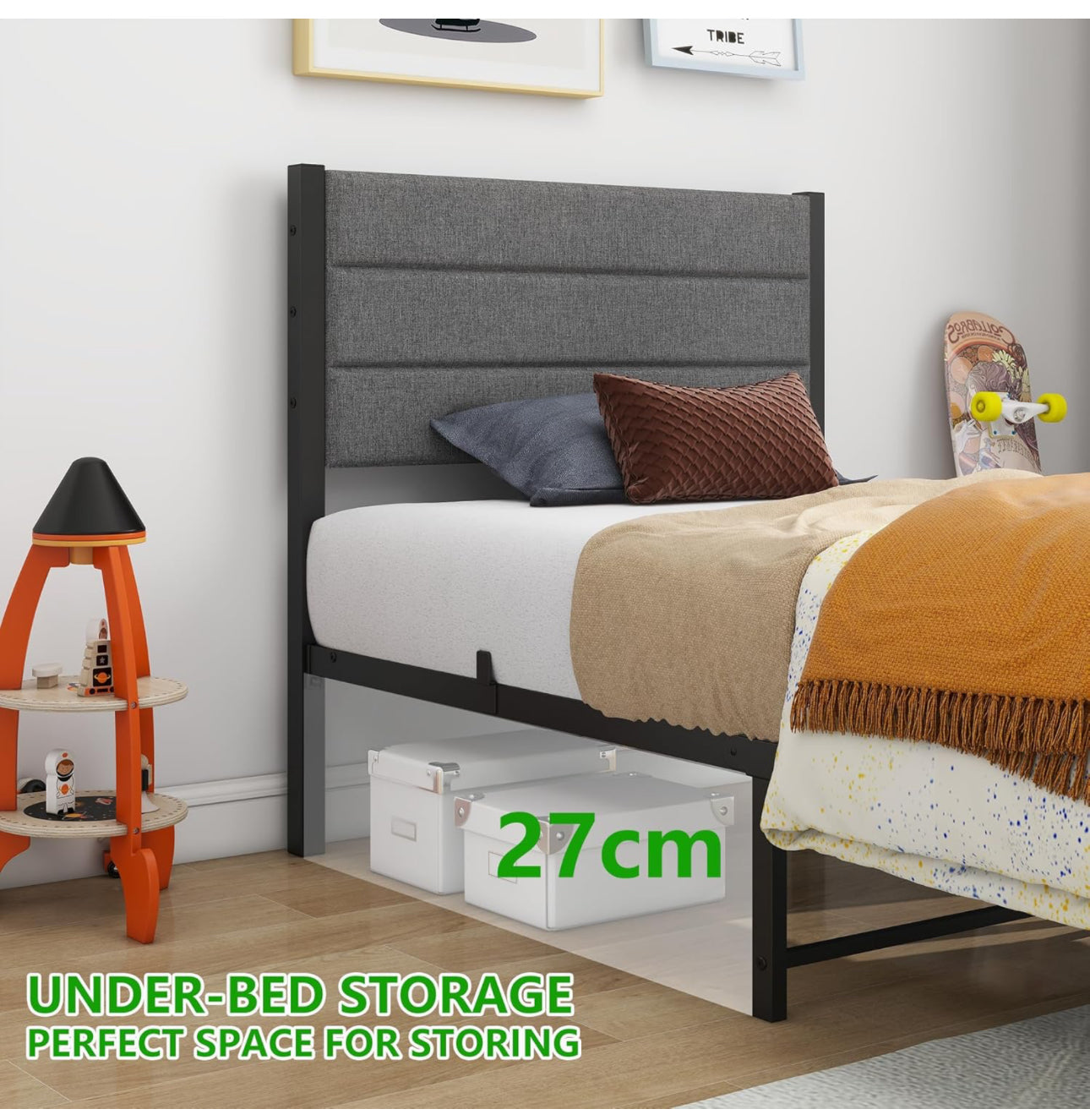 Single Bed Frame Upholstered